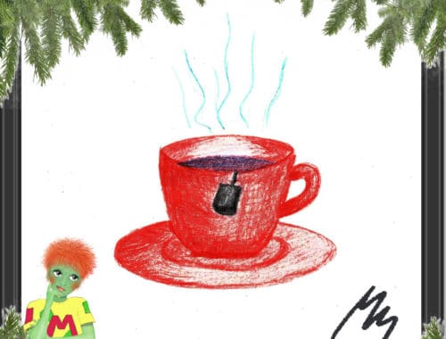 Melwin Melones Adventkalender geöffnetes Türchen 15 - Teetasse